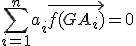 \sum_{i=1}^n a_{i}\vec{f(GA_{i})}=0